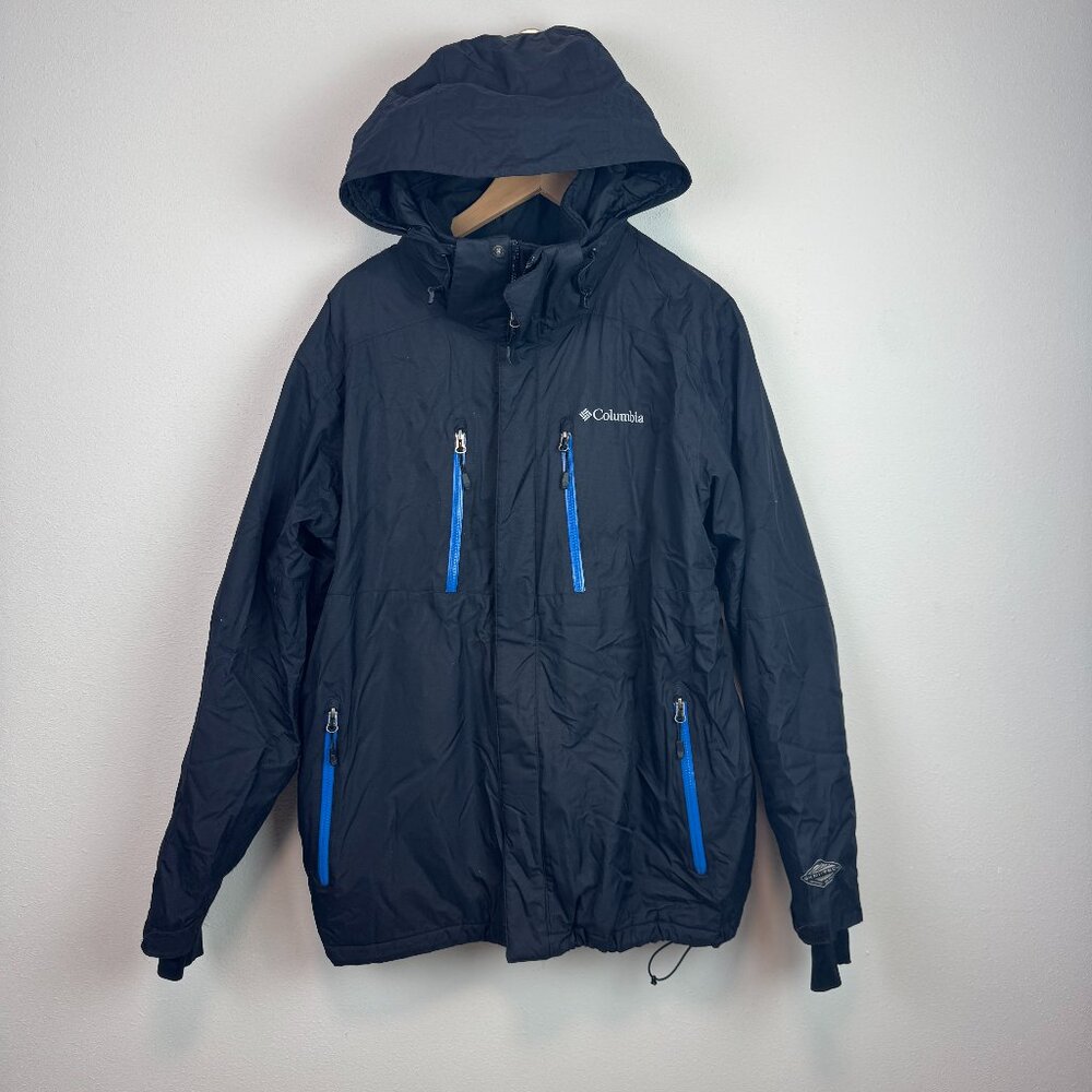 Columbia Omni-Tech Mens Large Jacket black hooded winter coat insulated